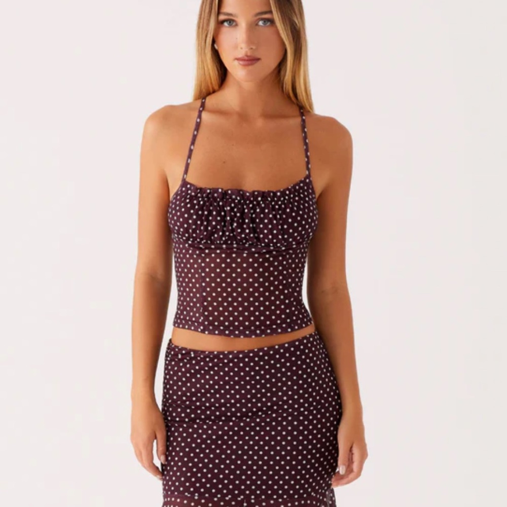 Peppermayo Buffy Top Burgundy Polka Dot - Picture 3 of 8